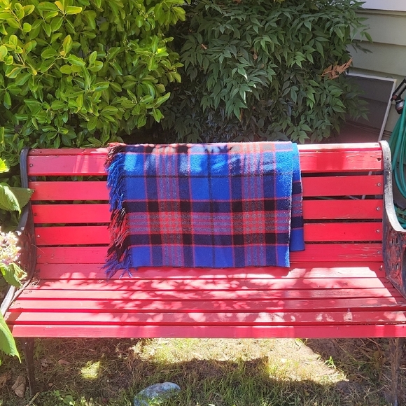 Blue and Red Wool Plaid Blanket